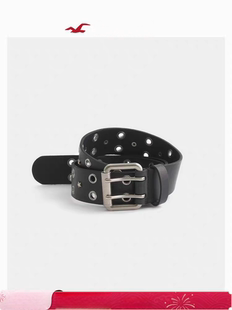 正品必保Hollister朋克摇滚铆钉双排扣皮革腰带男装