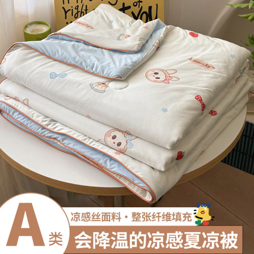 A类母婴级绵绵冰双凉感丝夏被单人冰皮夏凉被可J洗双人冰丝空调被