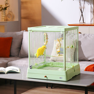 达洋新款全景玻璃观赏鹦鹉鸟笼子金属家用别墅虎皮玄凤B5001SS