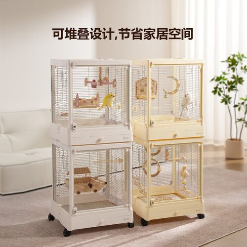达洋鹦鹉笼子别墅鸟笼304不锈钢全景玻璃和尚玄凤小太阳B5002SS