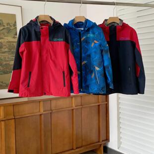 原！儿童冲锋衣！男童女童连帽外套拉链外套防风防水薄拉绒