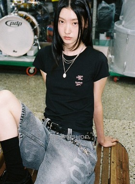 Reebok/锐步正品X CAVISH联名女子圆领微标刺绣运动透气短袖T恤