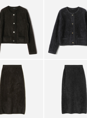 WZQ07008 茉莉雅集 KVSS拉绒全羊绒保暖舒适优雅针织半裙/开衫