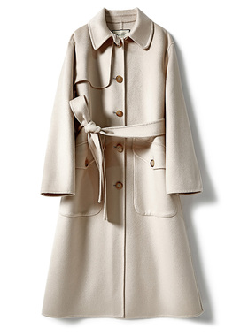 WDY03100 茉莉雅集 800G全羊绒双面呢翻领中长款风衣式大衣女