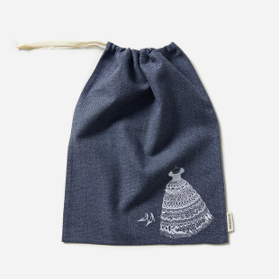 WSP06239 重工精致刺绣日本编织牛仔全棉束口收纳布袋 单拍不发