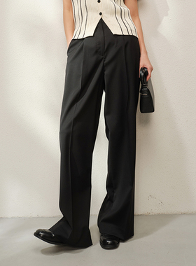 *WKZ06156茉莉雅集 R0*W将舒适质感进行到底精纺全羊毛褶裥阔腿裤