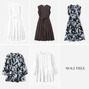 WLQ08050 衬衫 茉莉雅集 C仙灵飘逸纯粹全苎麻塔克褶连衣裙 女