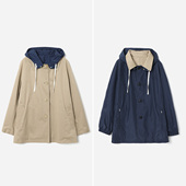 百搭双面双穿连帽抽绳长袖 M1U经典 风衣外套春 WFY08014茉莉雅集