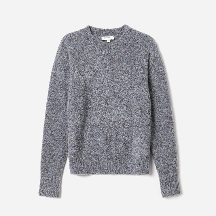 WZT09002 茉莉雅集 怦然心动圆领真丝羊绒羊毛圈圈纱落肩针织套衫