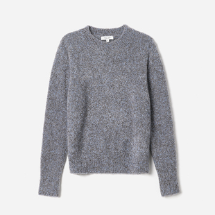 WZT09002 茉莉雅集 怦然心动圆领真丝羊绒羊毛圈圈纱落肩针织套衫