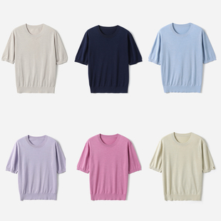 女 套衫 WZT06091茉莉雅集 零负担优雅可机洗全真丝18针针织短袖