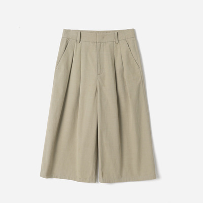 WKZ09067 茉莉雅集 干爽舒适双褶裥棉麻直筒百搭八分裤春夏女