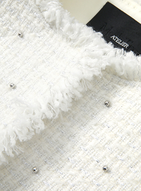 WWT07200 茉莉雅集 维纳斯意大利香*风羊毛花呢钉珠绗棉外套