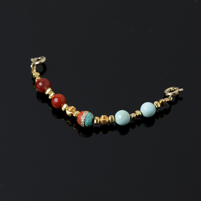 YSP0245 珍珠南红蜜蜡青金石碧玉多宝链延长链