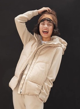 *WYR04107 茉莉雅集 精纺羊毛可追溯95白鹅绒连帽马甲羽绒服冬女