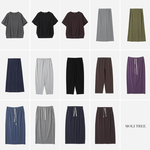 WTX08117   J*P高弹绵软丝滑透气休闲随性宽松廓形短袖T恤半裙