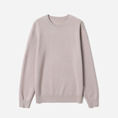 男士 MZT09003 解放双手华夫格可机洗精纺全羊毛圆领针织套衫