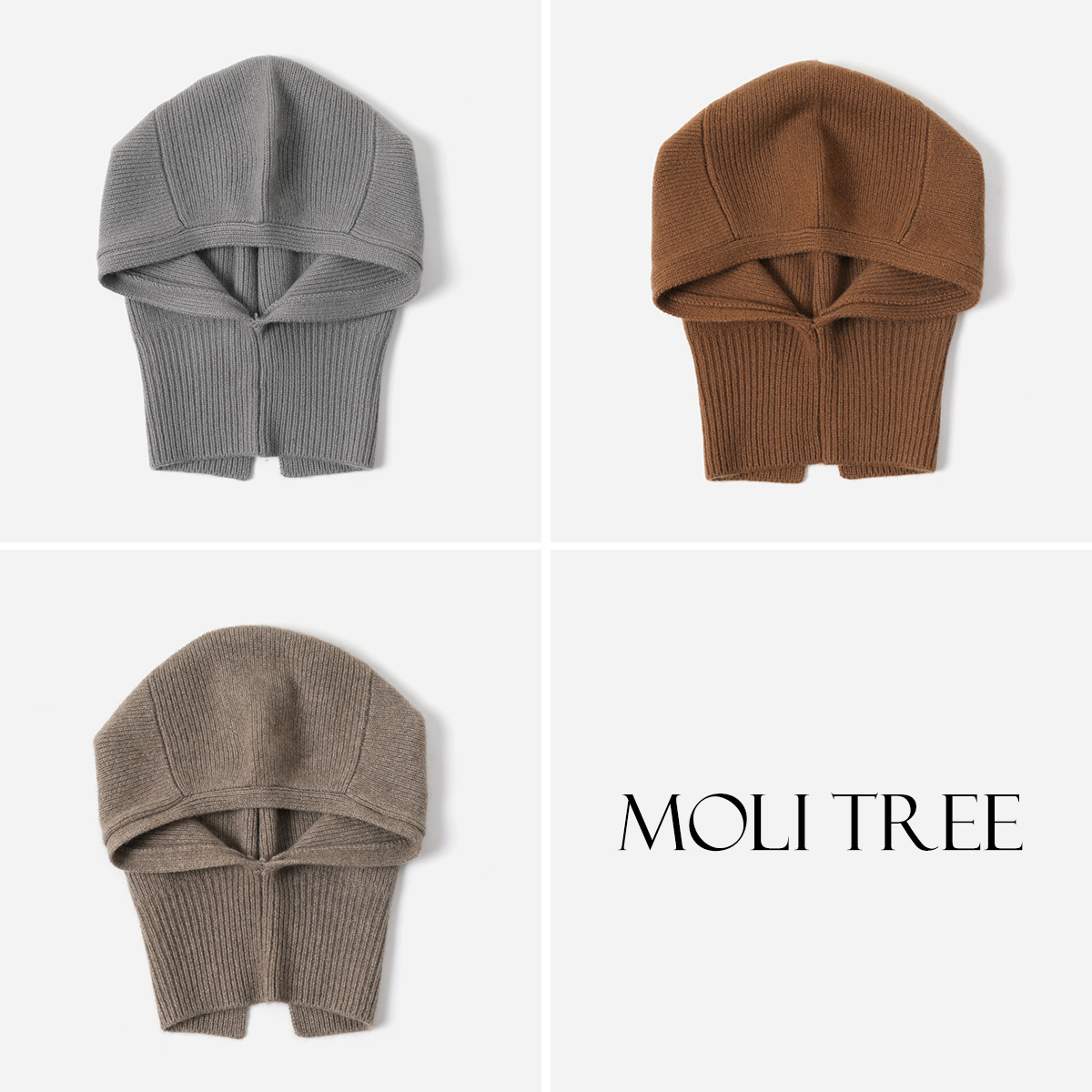 WSP08069 茉莉雅集 软糯时尚保暖套脖KVSS全羊绒针织一体帽假领子