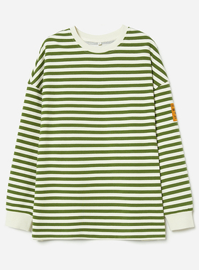 *WWY06034 愿你的光芒永不消逝 无束缚长绒棉廓形条纹绣标卫衣