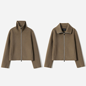 WWT08193 茉莉雅集L P两用领意大利羊毛羊绒双面呢利落夹克外套女