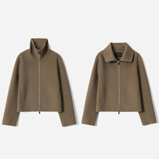 WWT08193 茉莉雅集L*P两用领意大利羊毛羊绒双面呢利落夹克外套女