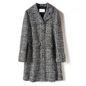 茉莉雅集 奢华G WDY03104 不一样 银意大利羊毛花呢大衣