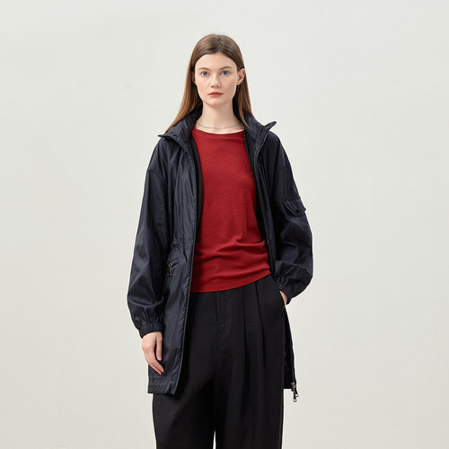 *WFY07010 茉莉雅集 M0ncl*r日本轻防泼光泽塔夫绸休闲连帽风衣女