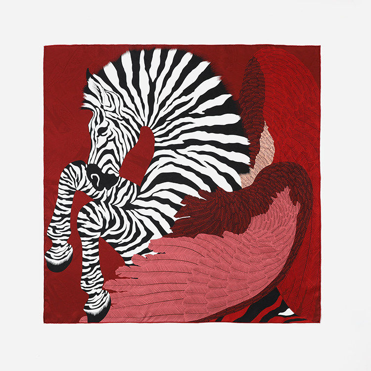 WWJ09039 茉莉雅集 策马向春全真丝提花双面印花方巾围巾女