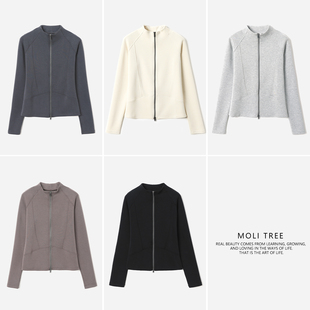 外套女 轻盈Q弹莫代尔立领双开拉链显瘦修身 WWT09024 茉莉雅集