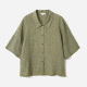 可机洗英伦复古格纹酵素洗全亚麻廓形衬衫 茉莉雅集 女 WCS07228