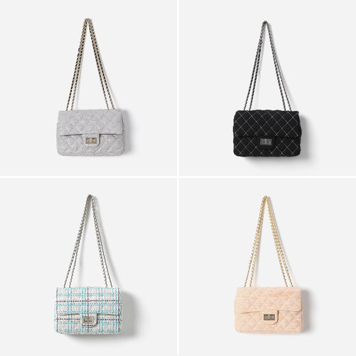 WSP07094 意大利香*风花呢羊皮复古优雅通勤单肩背包