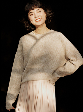 *WZT05349茉莉雅集 KVSS全羊绒并纱夹花元宝针卷边领针织套衫毛衣