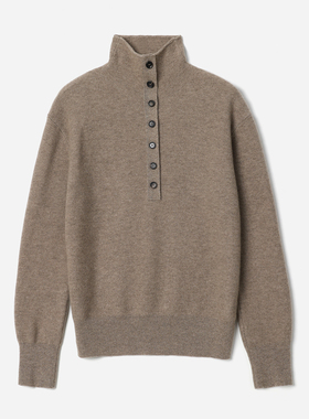 WZT08271   KVSS全羊绒柔软舒适圆领半开襟两用领针织套衫