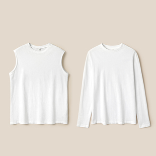 茉莉雅集 背心长袖 叠穿打底四季 无袖 T恤匹马棉全棉 经典 WTX06167