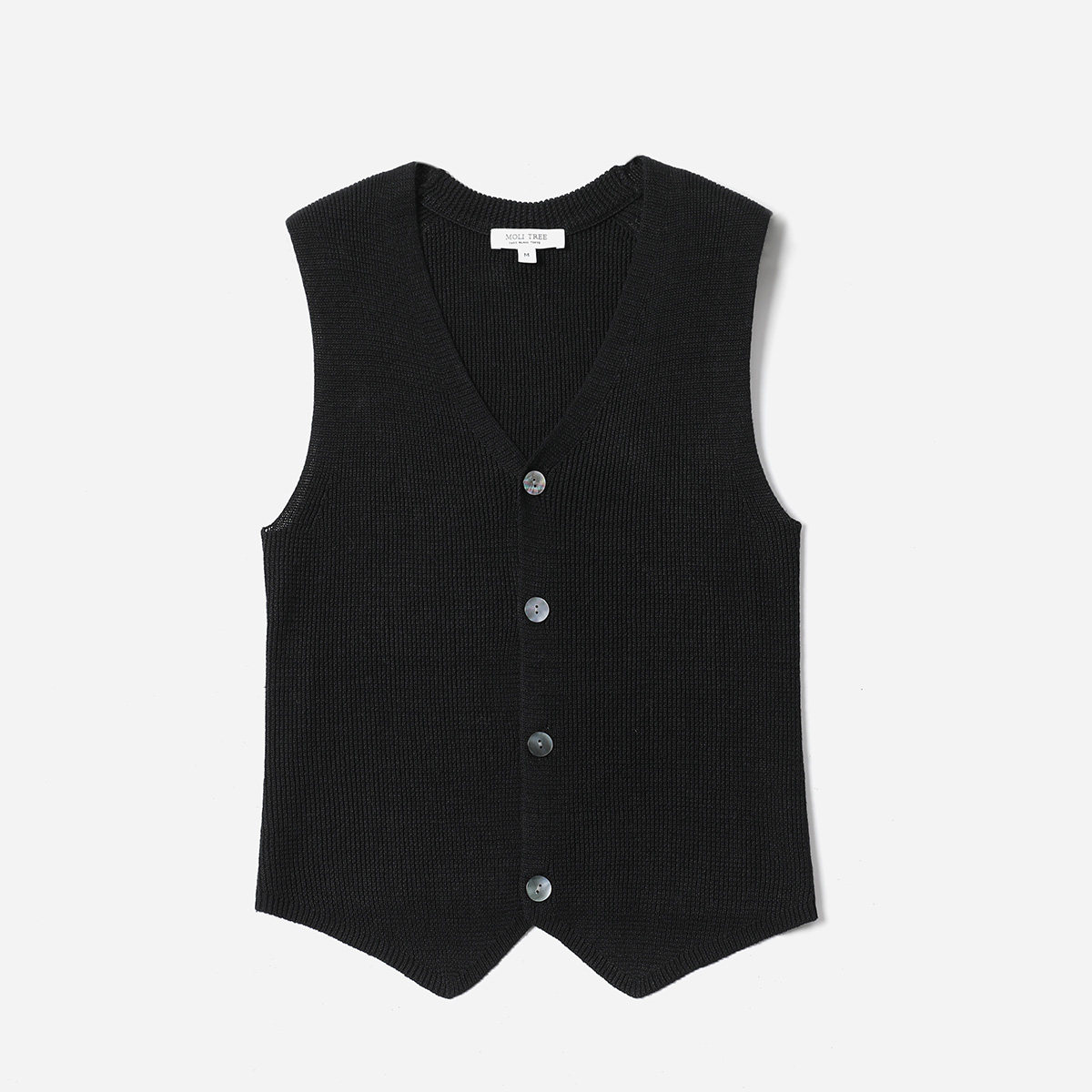 *WZK07107 茉莉雅集 复古英伦风立体元宝针全亚麻经典V领针织马甲