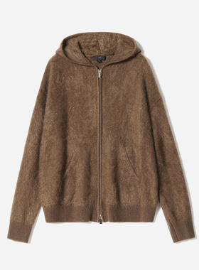 WZK07024 茉莉雅集 暖意融融随性慵懒KVSS拉绒全羊绒连帽针织开衫