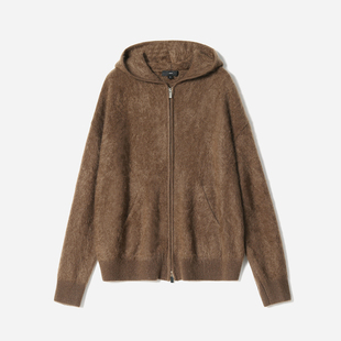 WZK07024 茉莉雅集 暖意融融随性慵懒KVSS拉绒全羊绒连帽针织开衫