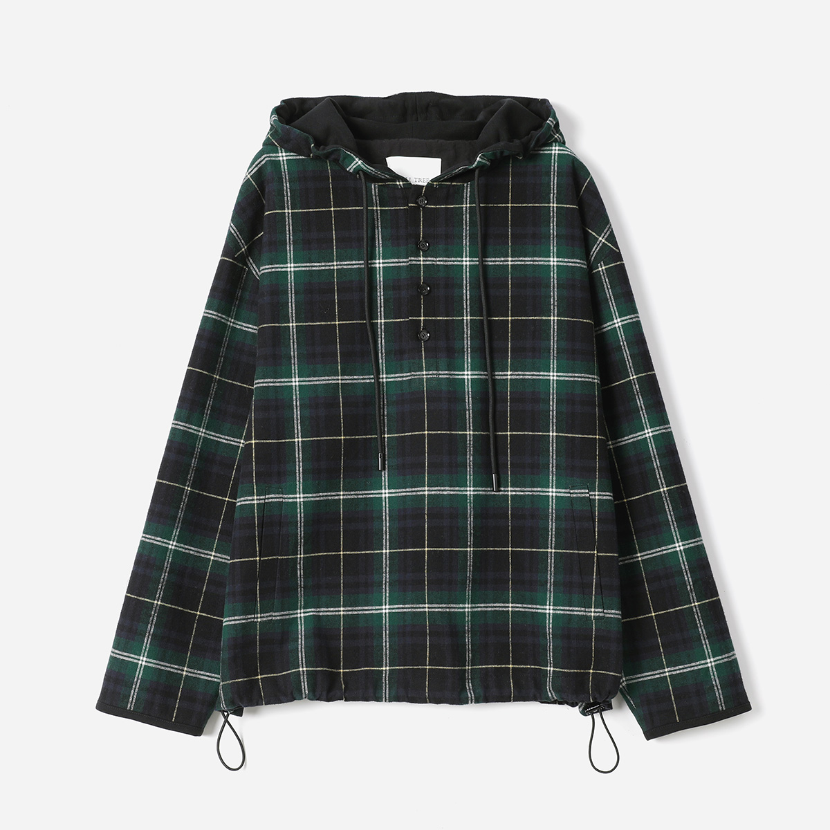 WWT08270 茉莉雅集 M1*U学院风连帽半开襟日本料全棉格纹卫衣外套