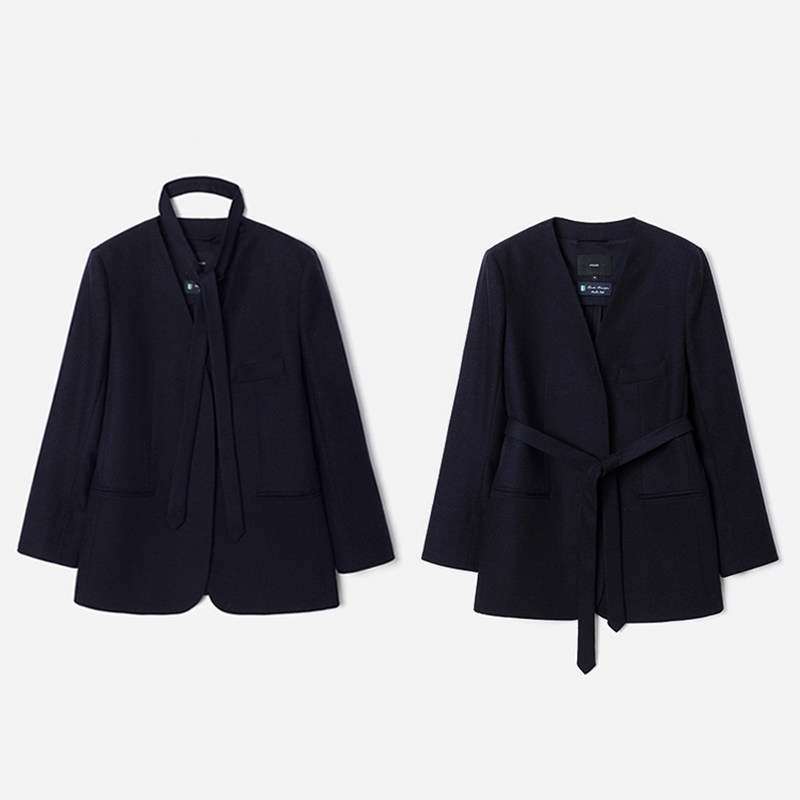 WXZ08033 茉莉雅集 老钱风H家意大利进口全羊绒两用领带无领西装