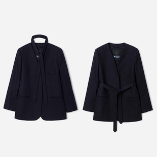 WXZ08033 茉莉雅集 老钱风H家意大利进口全羊绒两用领带无领西装