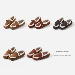 U细腻丝光牛猄保暖羊毛内里舒适软底豆豆鞋 茉莉雅集 ED07067