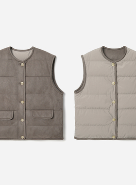 *WYR07045 意大利olmetex棉感料双面穿可追溯95白鹅绒羽绒马甲女