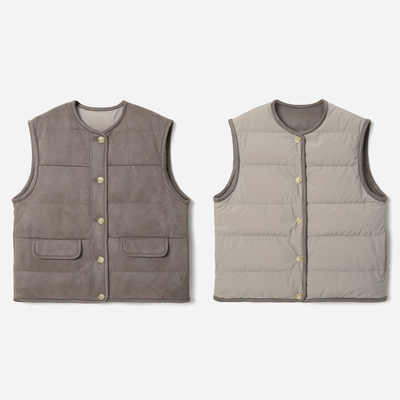 *WYR07045 意大利olmetex棉感料双面穿可追溯95白鹅绒羽绒马甲女