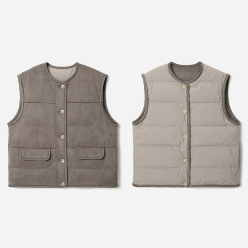 *WYR07045 意大利olmetex棉感料双面穿可追溯95白鹅绒羽绒马甲女