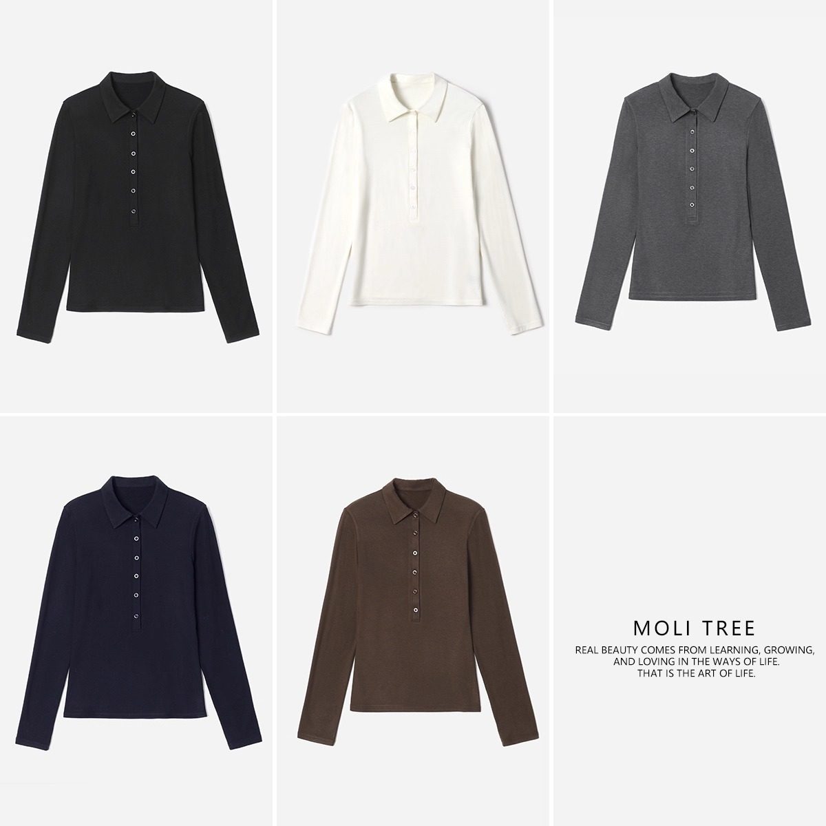 WTX08192 茉莉雅集 经典纯色百搭POLO领亲肤含羊绒打底T恤女