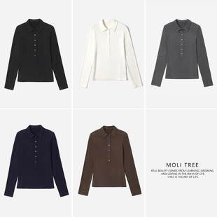 纯色百搭POLO领亲肤含羊绒打底T恤女 经典 WTX08192 茉莉雅集