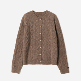 温暖之源进口Llama骆马大羊驼绒绞花针织开衫 茉莉雅集 WZK08224