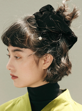 WSP06207 新中式流光溢彩真丝丝绒中式含蓄之美大蝴蝶结发圈女