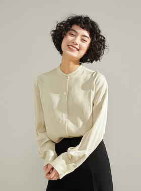 WCS05180茉莉雅集 意大利原产进口空运重磅全真丝重工塔克衬衫女