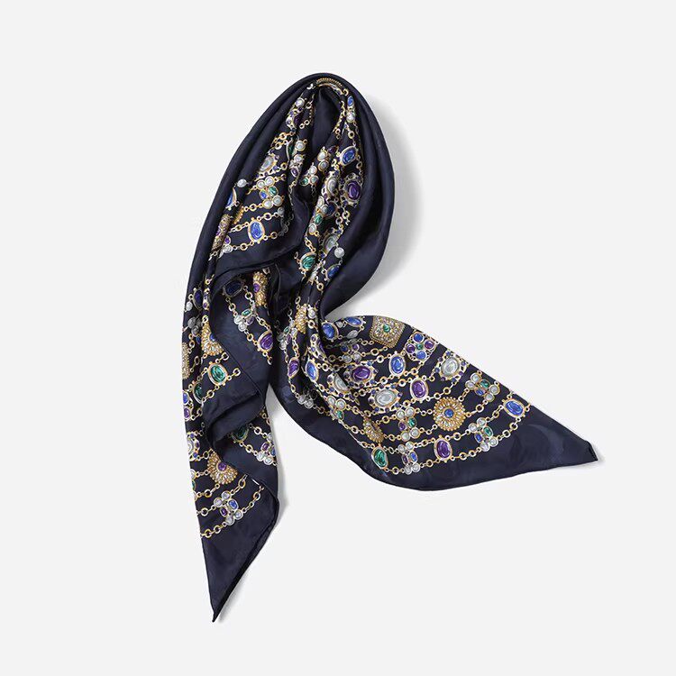 WWJ09041 茉莉雅集 优雅浪漫经典印花全真丝斜纹提花丝巾方巾